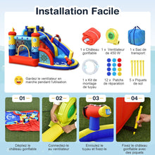 Load image into Gallery viewer, Ch芒teau Gonflable Style Bateau avec Toboggan Incurv Zone de Saut Mur d'Escalade avec Gonfleur 450 W -