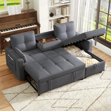 Load image into Gallery viewer, Zubaliya Canapé Convertible en Forme de L,canape lit 2 Places Convertible Gris,canapé 3 Places lit gigogne avec Fonction Couchage,équipé d'un Espace de Rangement