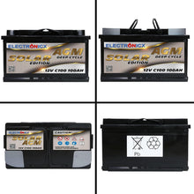 Load image into Gallery viewer, Batterie Solaire AGM 12V 100Ah Décharge Profonde sans Entretien pour Camping-Car, Voiture, Bateau, Jardin et Systèmes Solaires Autonomes Batterie Énergie Electronicx Solar Edition