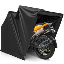 Load image into Gallery viewer, Abri de Moto Extérieur Tente Moto avec Housse en Tissu Oxford Fenêtres en Maille Enroulables Housse Moto Exterieur Étanche pour Moto Vélos Outils Noir -