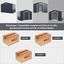 Load image into Gallery viewer, Abri de Jardin en Mtal 5,29 銕77 x 191 x 202 cm avec 2 Portes Coulissantes Verrouillables 4 Trous d橝ration Gris pour Vlo -
