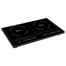 Load image into Gallery viewer, Double Plaque de Cuisson Electrique en Vitrocéramique 1800W+1800W 2 Zones 8 Niveaux de Température/Puissance Variables Noir -