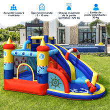 Load image into Gallery viewer, Château Gonflable Style Bateau avec Toboggan Incurvé Zone de Saut Mur d'Escalade avec Gonfleur 450 W -