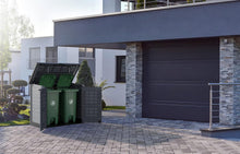 Load image into Gallery viewer, Duramax StoreAway 1200L Plastic Garden Shed/ Flat Lid,Outdoor Storage Shed,Wheelie Bin Hideaways,Wheelie bin box,Durable Construction,Ideal for Bikes,BBQs &amp; 2x 240L Bins,145x85x125 cm,Brown