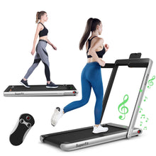 Load image into Gallery viewer, 2 en 1 Tapis de Course Electrique Pliable 1 à 12 Km/H avec Haut-parleur Bluetooth Télécommande Moteur 0,75HP Vert/Blanc/Noir/Rouge/Or/Noir et Argenté/Bleu -