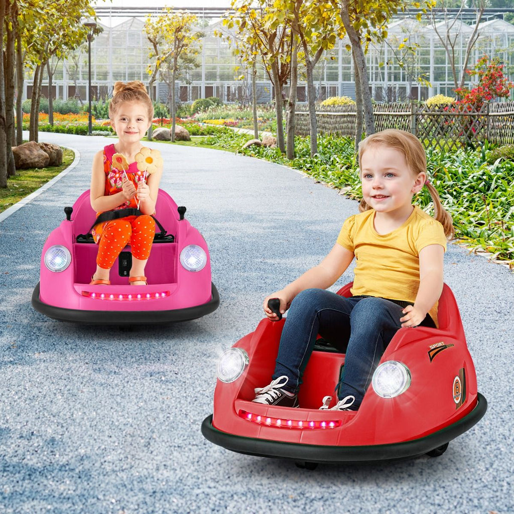 Auto-tamponneuse Electrique 12V pour Enfants Alimentée par Batterie Télécommande Lumières LED Musique pour les 2-5 Ans Rose/Rouge/Bleu -