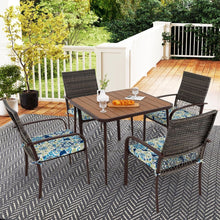Load image into Gallery viewer, Ensemble de Meubles de Patio 5 Pices Salon de Jardin 4 Fauteuils en Rotin avec Coussins et Table Carre avec Trou pour Parasol -