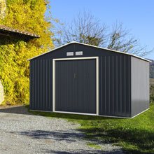 Load image into Gallery viewer, Abri de Jardin en Mtal 8,67 銕340 x 255 x 210 cm avec 2 Portes Coulissantes Verrouillables 4 Trous d橝ration Gris pour Vlo -