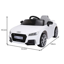 Load image into Gallery viewer, Voiture TTRS Electrique pour Enfants 12V Max. 5 Km/h Double Porte avec Télécommande 2.4G Blanc/Rouge -
