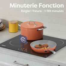 Load image into Gallery viewer, CIARRA Plaque à Induction 4 Feux 6000W - Commande Tactile - Plaque de Cuisson Encastrable - 9 Niveaux de Puissance- Minuteur - Verrouillage Enfant - CABBIH4-D