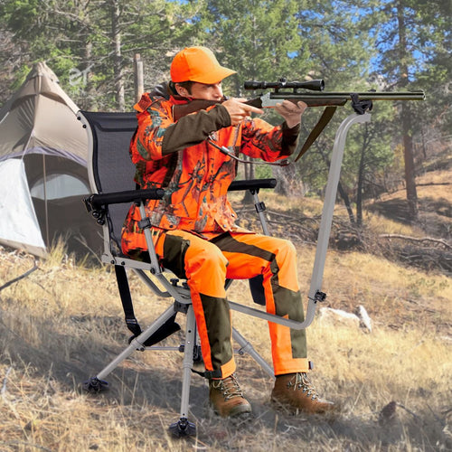 Chaise de Chasse Portable Chaise de Tir avec Sige de Pliable Rglables Rotation  360掳 Support de Fusil Rglable Charge 150 kg Noir -