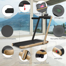 Load image into Gallery viewer, 2 en 1 Tapis de Course Electrique Pliable 1 à 12 Km/H avec Haut-parleur Bluetooth Télécommande Moteur 0,75HP Vert/Blanc/Noir/Rouge/Or/Noir et Argenté/Bleu -