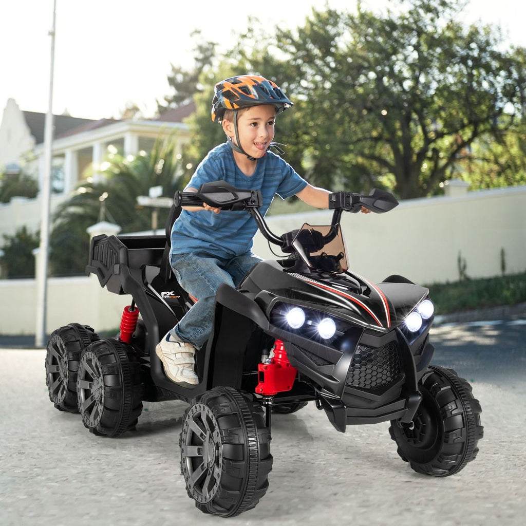 12V Quad Electrique Enfants avec Lumières LED et Musique Véhicule Electrique Enfants avec Démarrage Lent Charge 30kg 129 x 69 x 72 cm Noir/Rouge -