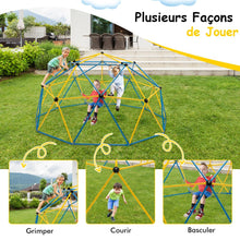 Load image into Gallery viewer, Dôme d'Escalade de 305cm avec Balançoire Cage d'Escalade en Métal Charge Max 363 kg Intérieur Extérieur pour Enfants de 3-10 Ans Jaune/Rouge -