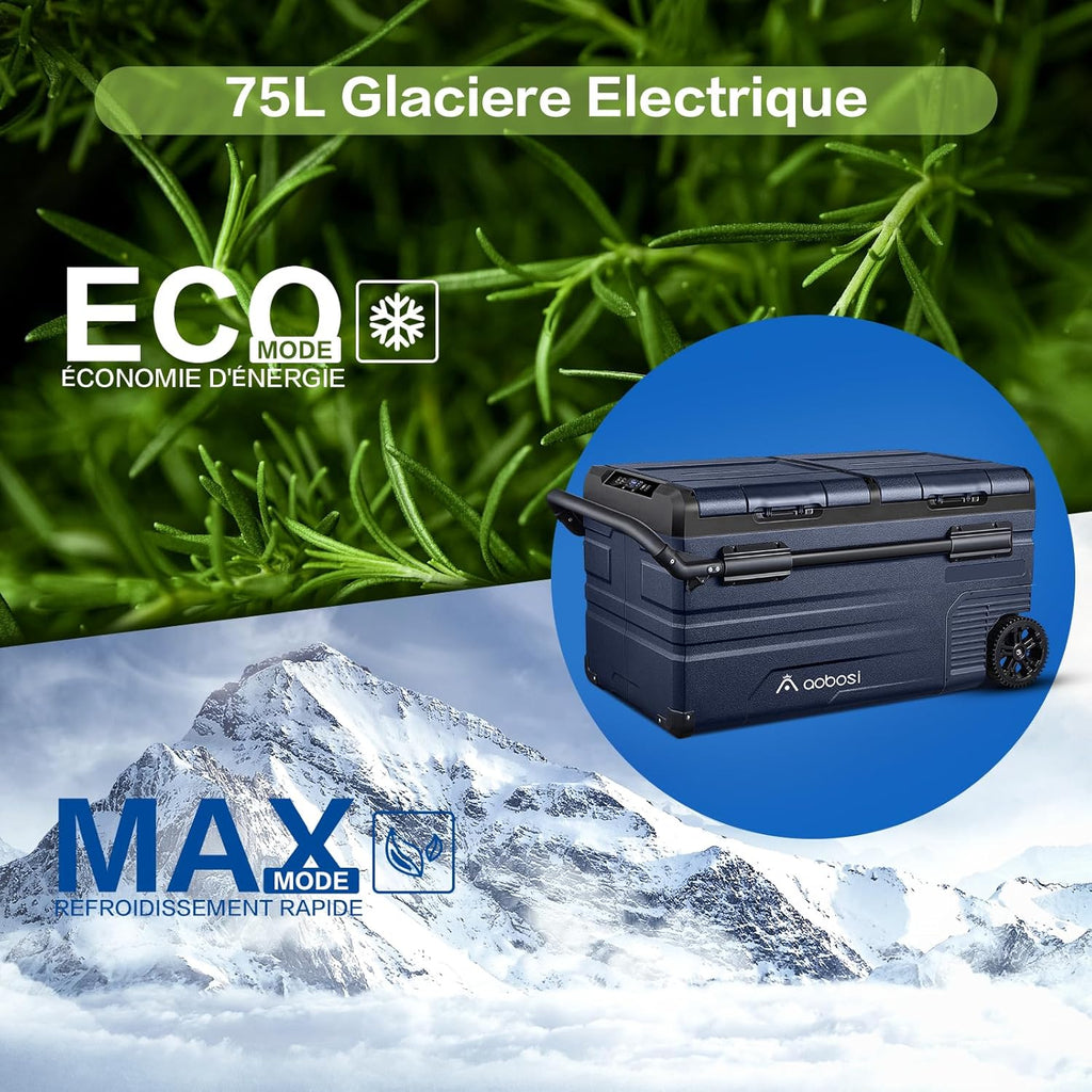 115L Glaciere Electrique Double Zone,Glaciere a Compression WiFi APP,12 V/24 V et 100-240 V Frigo Camping,-20 鈩 20 鈩pour Voiture,Camion,Bateau,Camping,Car,Caravanes,Voyageant,Maison