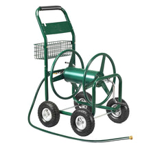 Load image into Gallery viewer, Dévidoir de Tuyau d’Arrosage avec 4 Roulettes Chariot pour 1.7m de Tuyau d’Arrosage Panier,95x62x113cm,Vert -