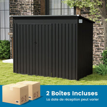 Load image into Gallery viewer, Abri de Jardin Extrieur Abri  Outils de Jardin avec 2 Portes Design Inclin Arations Cadre en Mtal Galvanis 235x117x185cm Gris Fonc -