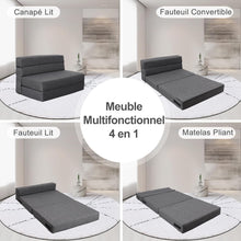 Load image into Gallery viewer, ANONER Canapé Convertible 2 Places 150cm de Large, Pliable en Mousse à Mémoire de Forme &amp; 2 Oreillers, Lit Pliant de Sol pour Chambre Salon, Gris Foncé