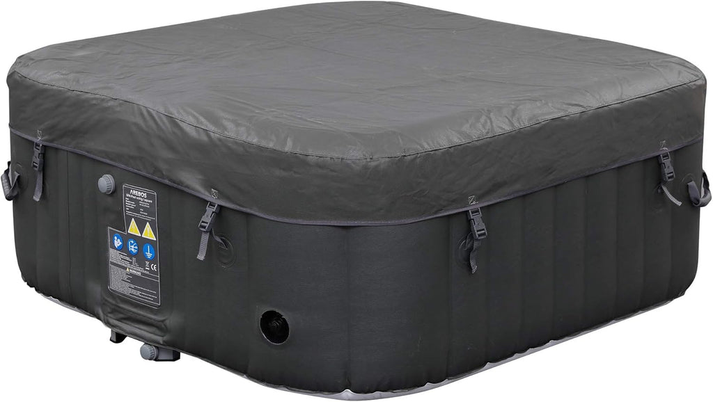 Arebos Spa Gonflable | pour l'intérieur et l'extérieur | 4 Personnes | 154x154cm | 100 Jets de Massage | Spa Bien-être Chauffage | Massage Gonflable Carré | 600 litres