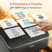Load image into Gallery viewer, COSORI Air Fryer 10L Twinfry,Dual Zone Avec Sparateur Amovible,Capacit Flexible de 10L,Friteuse sans Huile 6-en-1,35鈩240鈩66% d'nergie en Moins,Livre de Recettes et Application