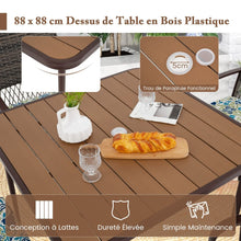 Load image into Gallery viewer, Ensemble de Meubles de Patio 5 Pices Salon de Jardin 4 Fauteuils en Rotin avec Coussins et Table Carre avec Trou pour Parasol -