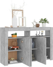 Load image into Gallery viewer, vidaXL Buffet avec Lumières LED, Meuble de Rangement, Armoire de Rangement, Organisateur de Salon Salle de Séjour Intérieur, Gris Béton