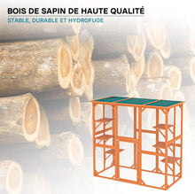 Load image into Gallery viewer, Wiltec Enclos extérieur – 168 x 82 x 166,5 cm – en Bois de Sapin et avec Grillage – Parc pour Chat résistant aux intempéries – avec 6 Zones de Repos – Félins