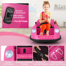 Load image into Gallery viewer, Auto-tamponneuse Electrique 12V pour Enfants Alimente par Batterie Tlcommande Lumires LED Musique pour les 2-5 Ans Rose/Rouge/Bleu -