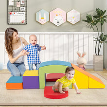 Load image into Gallery viewer, 6 Blocs d’Escalade en Mousse Jeu d’Escalade pour Tout-Petits Jeu d’Activité d’Escalade Coloré Tunnel Escaliers et Rampe pour 12+ Mois Coloré/Bleu/Violet -
