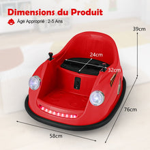 Load image into Gallery viewer, Auto-tamponneuse Electrique 12V pour Enfants Alimentée par Batterie Télécommande Lumières LED Musique pour les 2-5 Ans Rose/Rouge/Bleu -