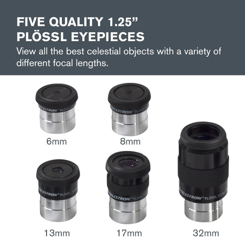 Celestron 94303 Kit d'oculaires et de filtres de 1,25 Pouce - 14 pièces dans Un étui de Transport en métal doublé de Mousse, Argent