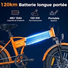 Load image into Gallery viewer, ENGWE Vélo Électrique Pliable, Batterie 48V 13Ah Amovible, Autonomie de 50-120 km，20'' ×4.0'' Fat Tire 7-Speed E-Bike for Any Terrain