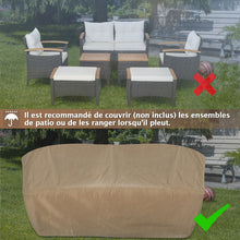 Load image into Gallery viewer, Ensemble de Canaps de Patio en Rotin PE 7 Pices avec Coussins d'Assise et de Dossier 2 Poufs 2 Tables Basses Plateau de Table -