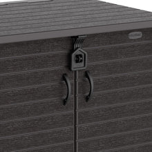 Load image into Gallery viewer, Duramax StoreAway 1200L Plastic Garden Shed/ Flat Lid,Outdoor Storage Shed,Wheelie Bin Hideaways,Wheelie bin box,Durable Construction,Ideal for Bikes,BBQs &amp; 2x 240L Bins,145x85x125 cm,Brown
