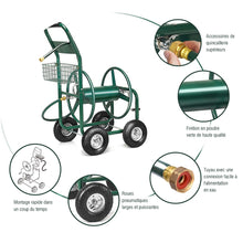 Load image into Gallery viewer, Dvidoir de Tuyau d橝rrosage avec 4 Roulettes Chariot pour 1.7m de Tuyau d橝rrosage Panier,95x62x113cm,Vert -