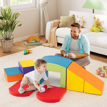 Load image into Gallery viewer, 6 Blocs d’Escalade en Mousse Jeu d’Escalade pour Tout-Petits Jeu d’Activité d’Escalade Coloré Tunnel Escaliers et Rampe pour 12+ Mois Coloré/Bleu/Violet -