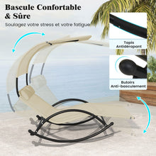 Load image into Gallery viewer, Chaise Longue Double Chaise  Bascule pour 2 Personnes 2 Appui-T锚tes Amovibles Cadre en Mtal Robuste Lit de Repos Ergonomique 2 Places Gris/Noir/Beige -