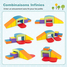 Load image into Gallery viewer, 6 Blocs d橢scalade en Mousse Jeu d橢scalade pour Tout-Petits Jeu d橝ctivit d橢scalade Color Tunnel Escaliers et Rampe pour 12+ Mois Color/Bleu/Violet -