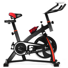 Load image into Gallery viewer, Vélo D’appartement Vélo Silencieux avec Courroie et Roue D’inertie en Fer de 10kg Guidon et Selle Ajustable Noir + Rouge -