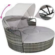 Load image into Gallery viewer, Bain de soleil transat meuble jardin rond modulable gris 2208062 -