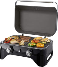 Load image into Gallery viewer, Attitude2go,Barbecue de Table  Faible fume,BBQ Portable, Couvercle,thermomtre,et Grille en Fonte,Alimentation : Cartouche de gaz CV 470 Plus,Gris