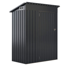 Load image into Gallery viewer, Abri de Rangement Toutes Saisons Abri  Outils Utilitaire avec Toit en Pente Porte Ouvrante Arations Cadre en Mtal Galvanis Gris -