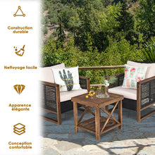 Load image into Gallery viewer, Ensemble Salon de Jardin en Bois d'Acacia Rotin Artisanal Anti-soleil Résistant aux Intempéries pour Porche Balcon Terrasse -