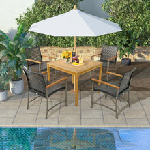 Load image into Gallery viewer, Ensemble de 4 Chaises en Rotin pour l'Extrieur Chaises avec Accoudoirs en Bois d'Acacia Structure Mtallique Robuste Chaises Ergonomiques -