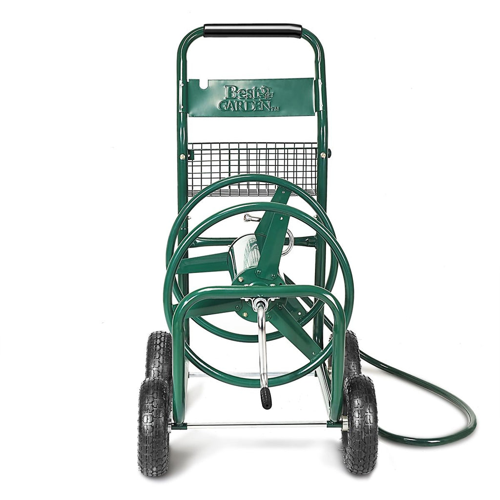 Dévidoir de Tuyau d’Arrosage avec 4 Roulettes Chariot pour 1.7m de Tuyau d’Arrosage Panier,95x62x113cm,Vert -