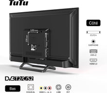 Load image into Gallery viewer, TuTu Téléviseurs 32 Pouces (80 cm) LED Central Pied TV HD Ready Triple Tuner (DVB-C / T2 / S2) HDMI x2 CI+ Lecteur multimédia USB 2.0 Mode hôtel Dolby Audio 2024
