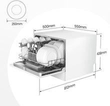Load image into Gallery viewer, COMFEE' TD602E-W Lave-vaisselle compact pose libre, écran LED, 6,5 litres, blanc, niveau sonore : 47 dB