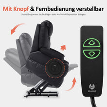 Load image into Gallery viewer, Aide à l'arrimage électrique MCombo, Fauteuil TV, Fauteuil Relaxant, Massage, Chauffage, Connexion USB réglable électriquement, Simili cuir, Noir