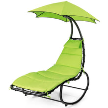 Load image into Gallery viewer, Bain de Soleil  Bascule Transat Suspendu avec Pare-Soleil &amp; Coussin Hamac Charge 150KG 184 cm x 147 cm x 187 cm Vert -