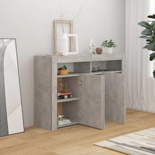 Load image into Gallery viewer, vidaXL Buffet avec Lumières LED, Meuble de Rangement, Armoire de Rangement, Organisateur de Salon Salle de Séjour Intérieur, Gris Béton